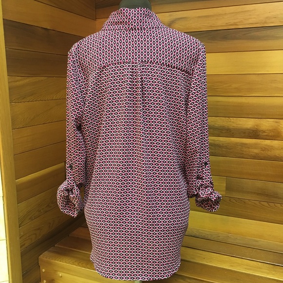 Pleione Nordstrom High Low Geometric Blouse Top - Picture 3 of 8